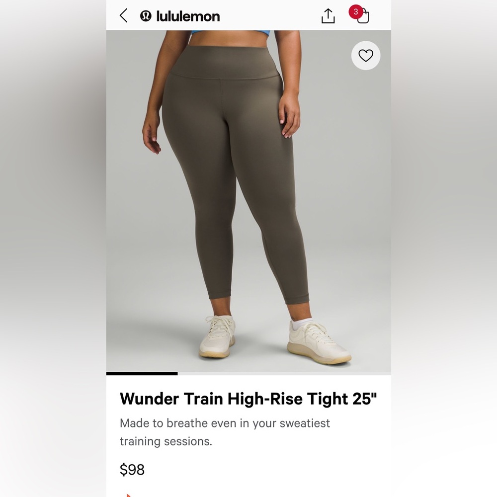 Lululemon wunder train leggings army green size 8